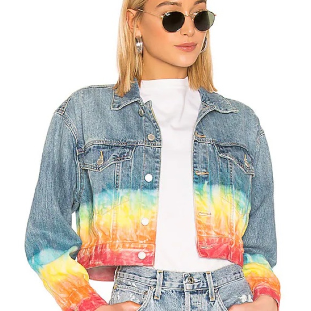 NWT Blanknyc crop denim Tie-Dye jacket size S